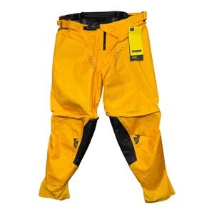 Thor Pulse Motocross Pants Mens 42 Yellow Black Dirt Biking Nylon Leather NEW